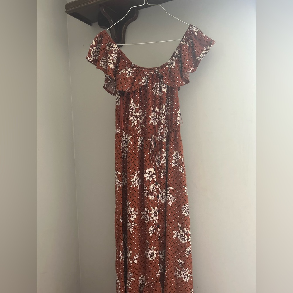 Maurices burnt orange long high low dress